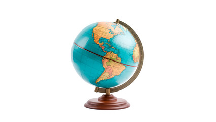 Realistic globe cut out. Wooden Earth globe on transparent background