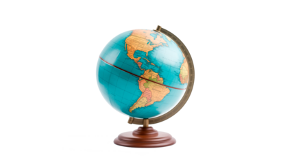 Realistic globe cut out. Wooden Earth globe on transparent background