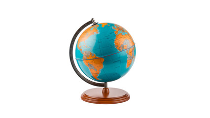 School globe cut out. Wooden Earth globe on transparent background