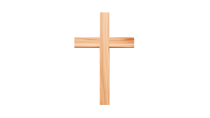 Wooden cross cut out. Easter cross on transparent background. Jesus cross cut out