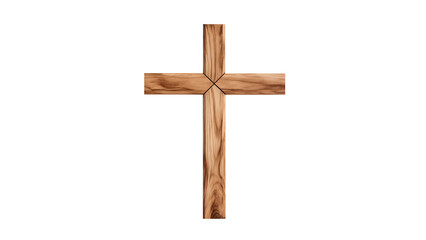 Wooden cross cut out. Retro cross on transparent background. Jesus cross cut out