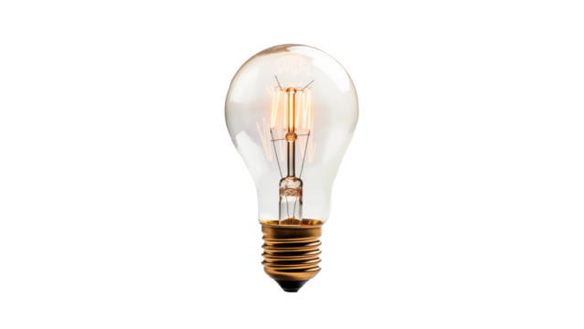 Lightbulb cut out. Transparent light bulb. Lightbulb on transparent background