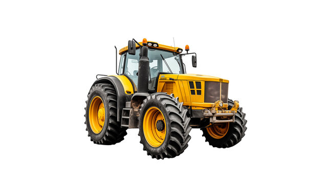 Fototapeta Yellow tractor cut out. Work tractor on transparent background