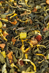 dry green tea with jasmine flowers, calendula, pineapple slices