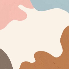 Pink Blue Brown Abstract Shape Border Oil Pastel Texture Frame Design