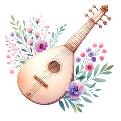 Lute with flowers