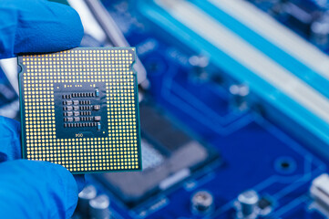 The technician repairing the computer. the concept of computer, CPU, motherboard, hardware,...