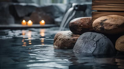 Foto op Plexiglas Stenen in het zand sauna stones