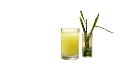 Freshly squeezed sugarcane juice in a beautifully decorated glass.