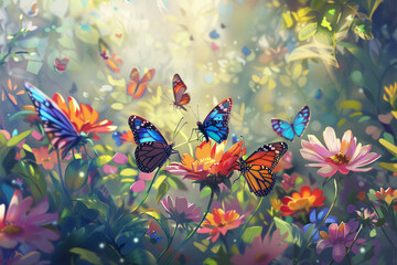 butterflies in a flower meadow