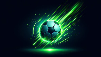 Naklejka premium Vivid Green Light Trail Behind a Soccer Ball