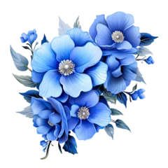 Poster Blue flowers isolated on transparent background © Ferdous