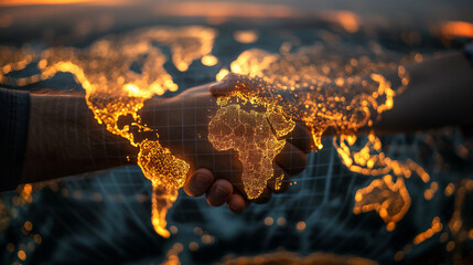 Guided by the fiery passion of adventure, a hand holds a map of the world, eager to explore the...