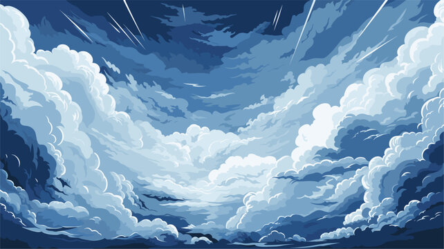 Abstract storm clouds with a clearing sky  symbolizing overcoming turbulent times and challenges. simple Vector art