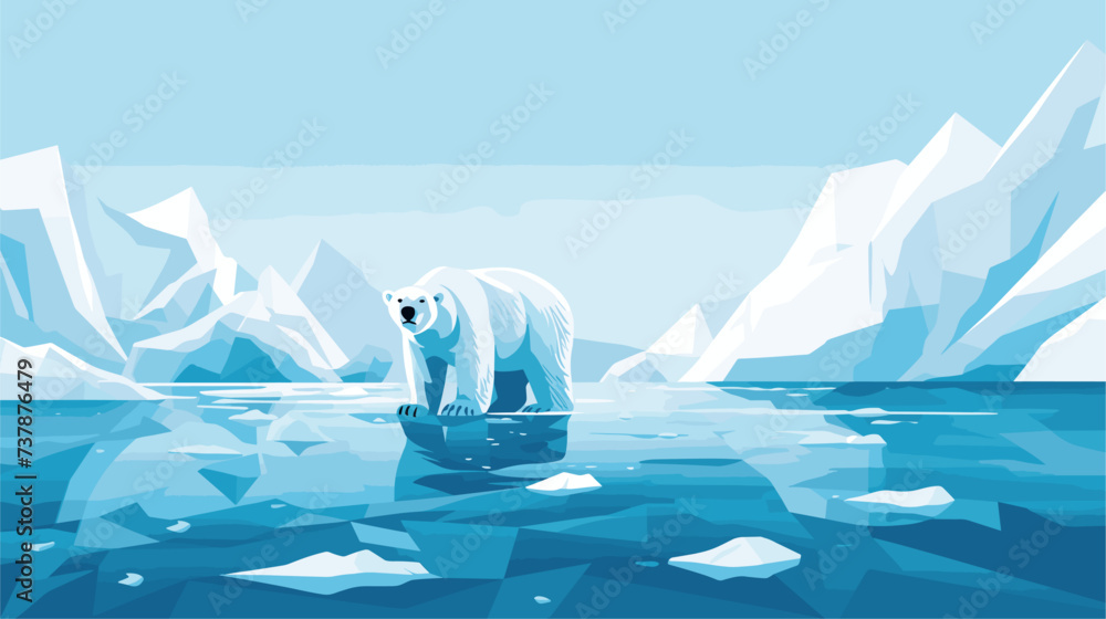 Wall mural Abstract save the arctic with polar bear and ice  symbolizing efforts to protect the Arctic environment. simple Vector art