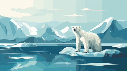Abstract save the arctic with polar bear and ice  symbolizing efforts to protect the Arctic environment. simple Vector art - obrazy, fototapety, plakaty