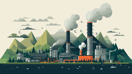 Abstract overuse of natural resources with depleted elements  representing resource exhaustion. simple Vector art