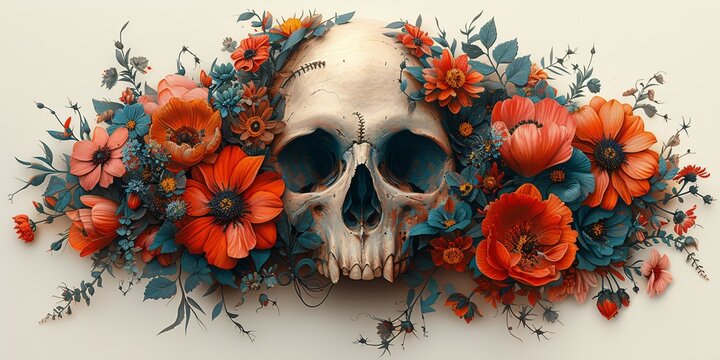 Floral Skull Art A Monthly Celebration of Life and Death Generative AI