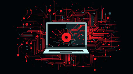 Fototapeta premium Abstract locked computer with a virus symbolizing the prevention of unauthorized access. simple Vector art