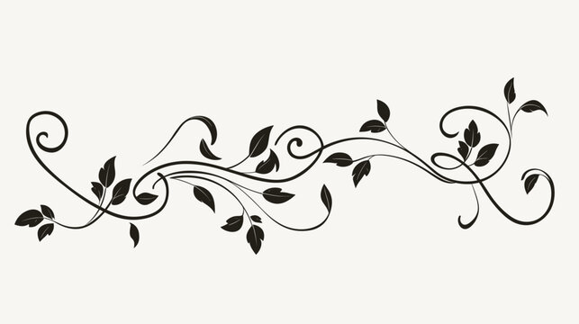 Abstract leafy vine with swirling patterns  representing the growth and intertwining of plants. simple Vector art