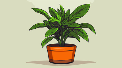 ract potted plant with lush green leaves  representing indoor greenery. simple Vector art