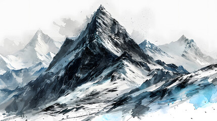 illustration with the drawing of a Mountain - obrazy, fototapety, plakaty