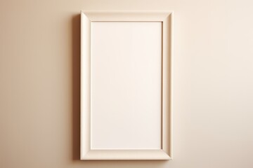 A plain blank frame hanging on a beige wall.