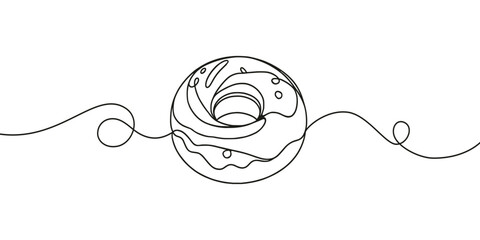 vector linear illustration of donut on white background