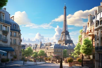 Papier peint Paris a tower in a city