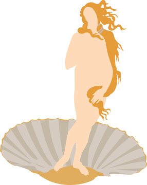 The birth of Venus, with her seashell