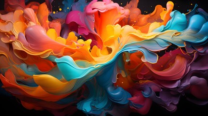 High-resolution 8K image of a colorful, abstract paint swirl on a canvas, focusing on the vibrant colors and dynamic texture.