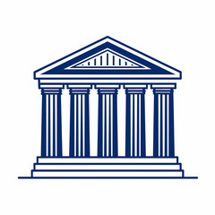 Government Historical Building, Greek Roman Pillar Columns with Line Art style logo design inspiration silhouette logo