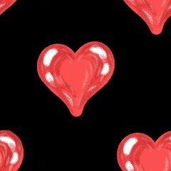 red heart on black background wrapping paper 