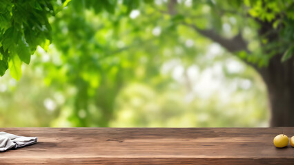 Nature spring background and wooden table top for product display presentation ai generated