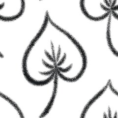 black and white pattern floral herbal leaves 