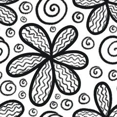 black and white flowers abstract seamless background pattern