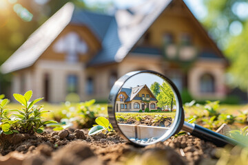 Navigate the bustling housing market with a magnifying glass in hand. Explore options to buy or rent amidst diverse residential landscapes