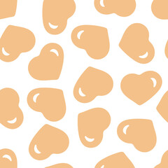 Hand Drawn Seamless Patterns with Hearts in Doodle Style.