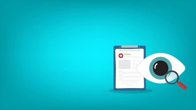 Eyesight medical consultation. Optometry. Eye protection. Ophthalmology animation.	