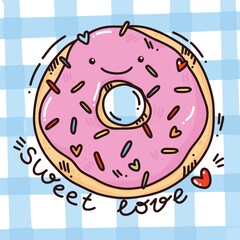 cute vector illustartion of donut for postcards