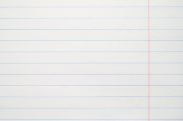 Lined notebook paper or classic Exercise book isolated on a white background. Close-up.