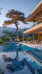 Elegant modern home with a swimming pool situated in a stunning area