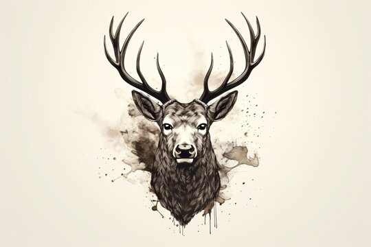 a drawing of a deer head