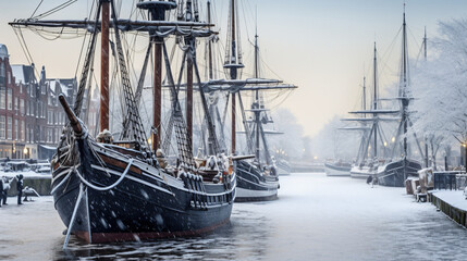 Historic sailing ships - obrazy, fototapety, plakaty