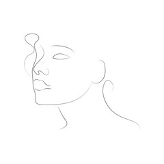 woman face line drawing,can be used for your logo