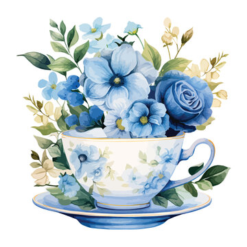 Vintage Tea Cup with Flowers