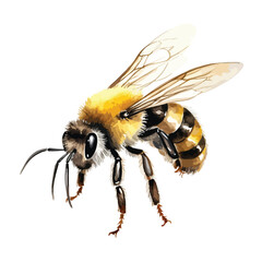 Watercolor bee illustration isolated on white background