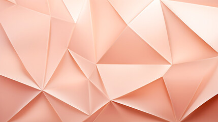 A pink polygonal surface background close-up of a trendy peach color, showcasing a variety of triangles creating a dynamic and modern aesthetic. Generated AI.