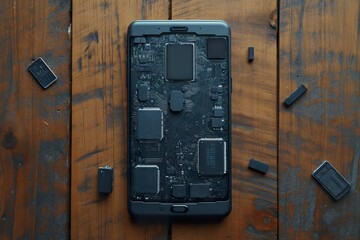 A cell phone is seen lying on a table, showcasing its sleek design and modern features.