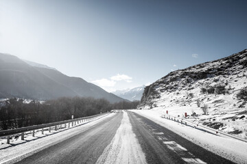 winter road in the mountains